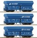 76133 Roco Set of 3 Self-unloading hopper cars in PKP-Cargo livery